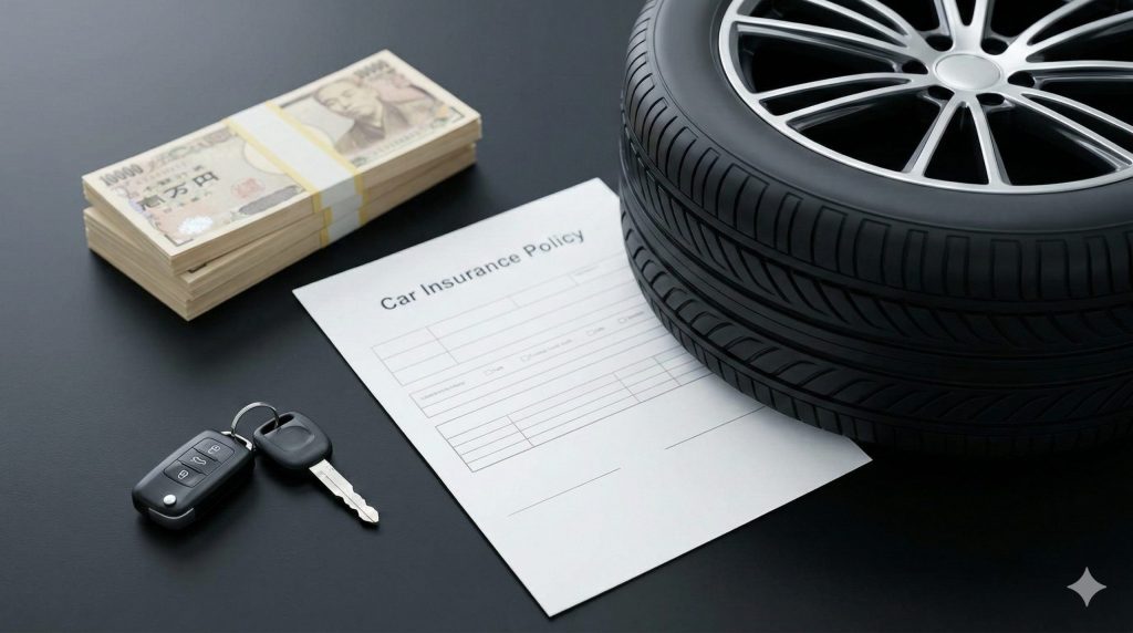 車両保険やタイヤ交換費用など、高級車維持にかかる高額な諸経費のイメージ